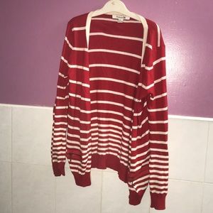 Red and white striped cardigan